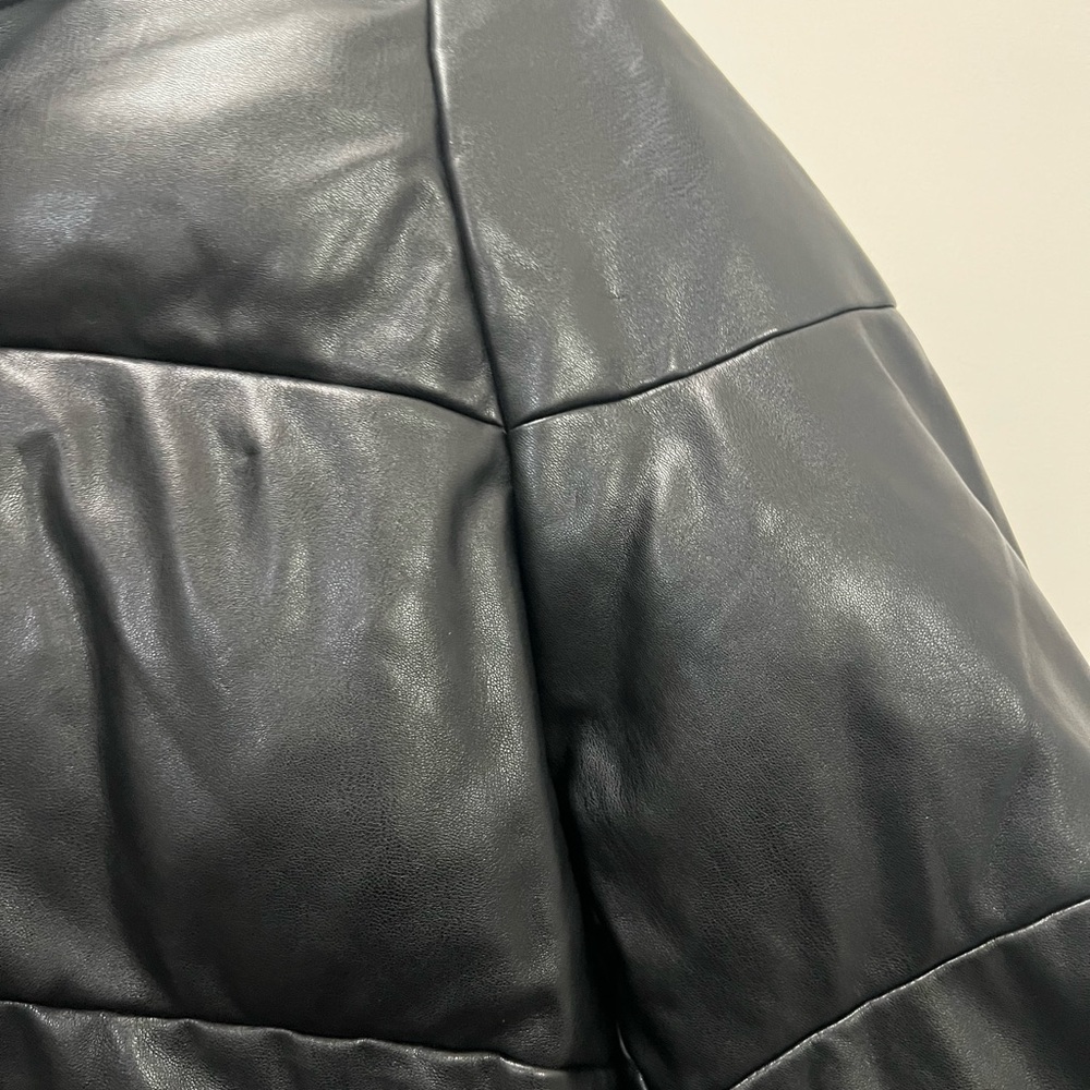 MILLY Black Faux Leather Puffer Coat Size Medium $495 - Picture 5 of 5